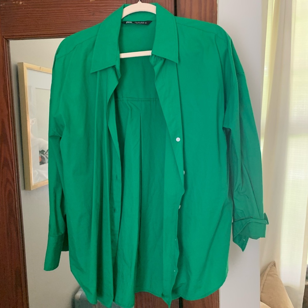 Zara Oversized Kelly Green Buttondown